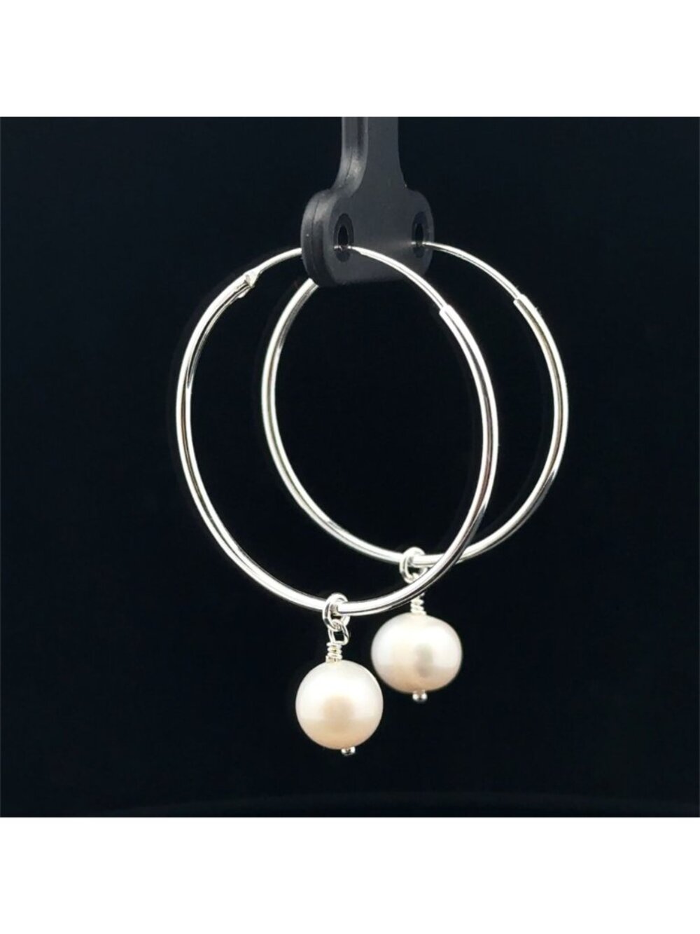 925 Sterling Silver Hoops Earrings Freshwater Heart Interchangeable Modular - Picture 2 of 6